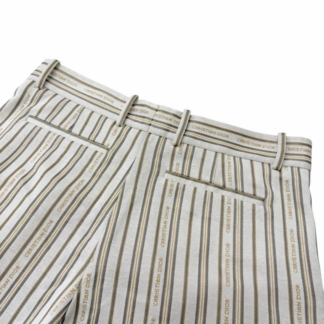 Excellent DIOR Shorts Striped Pattern Ivory system cotton mens M 113J101A0682