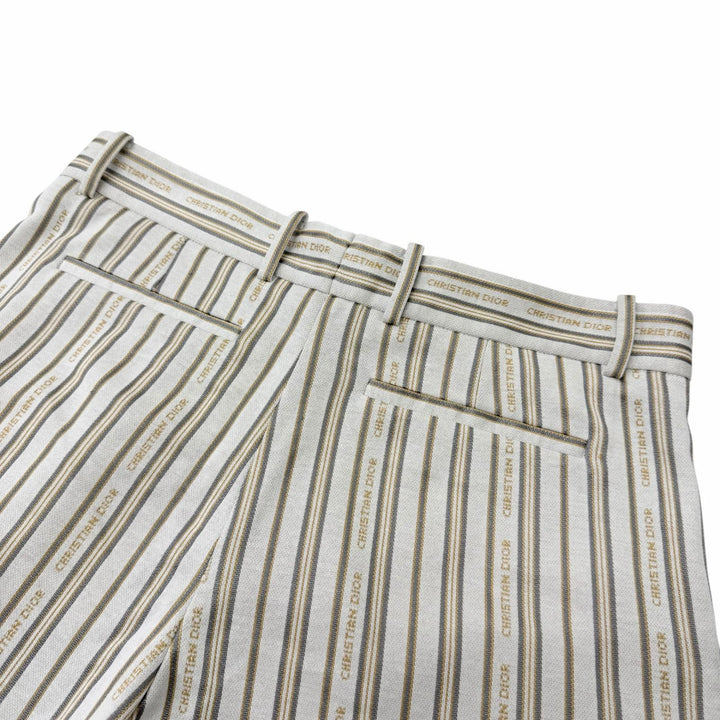 Excellent DIOR Shorts Striped Pattern Ivory system cotton mens M 113J101A0682