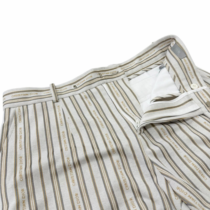 Excellent DIOR Shorts Striped Pattern Ivory system cotton mens M 113J101A0682