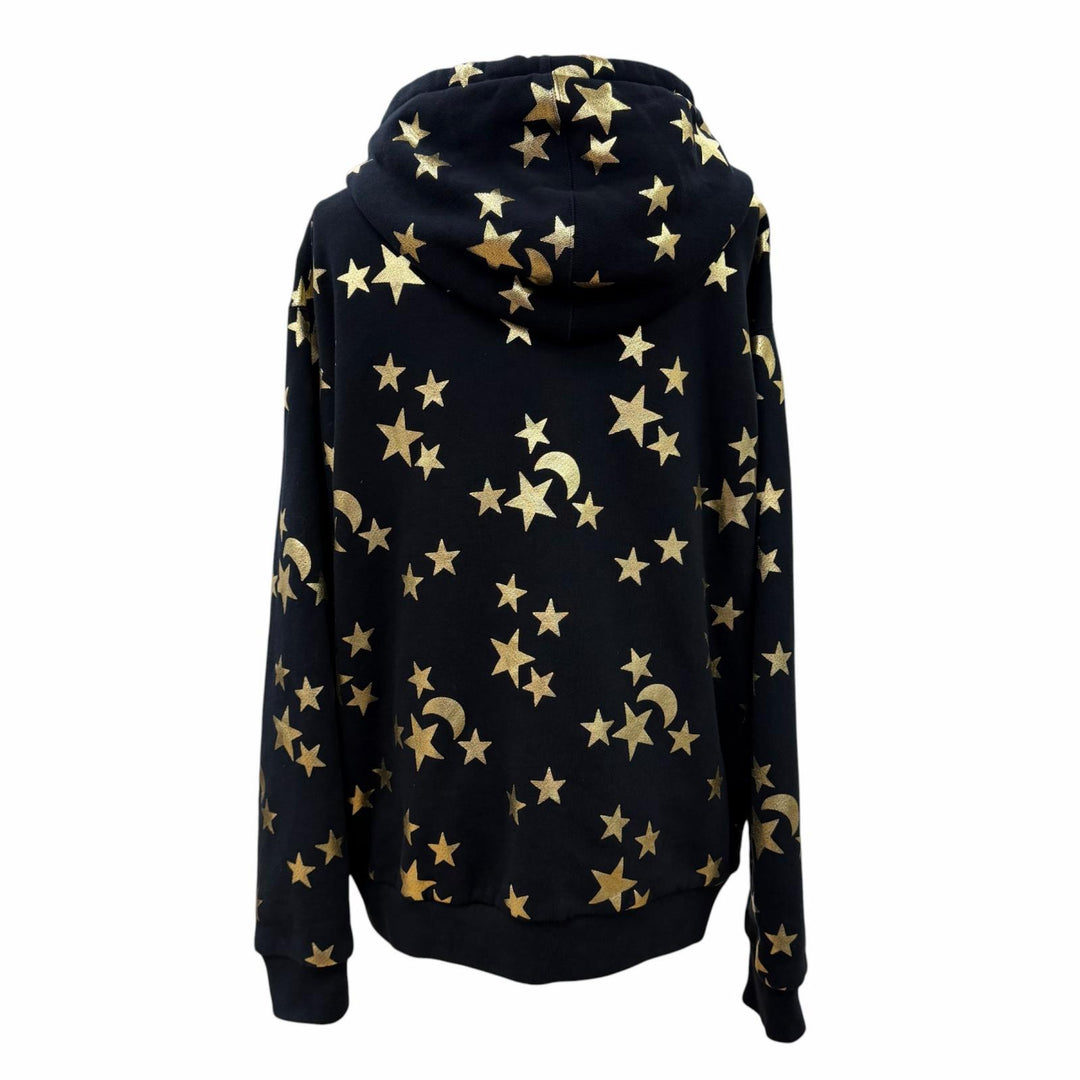 Great GUCCI hoodie GG button logo hooded black cotton Women M 581186