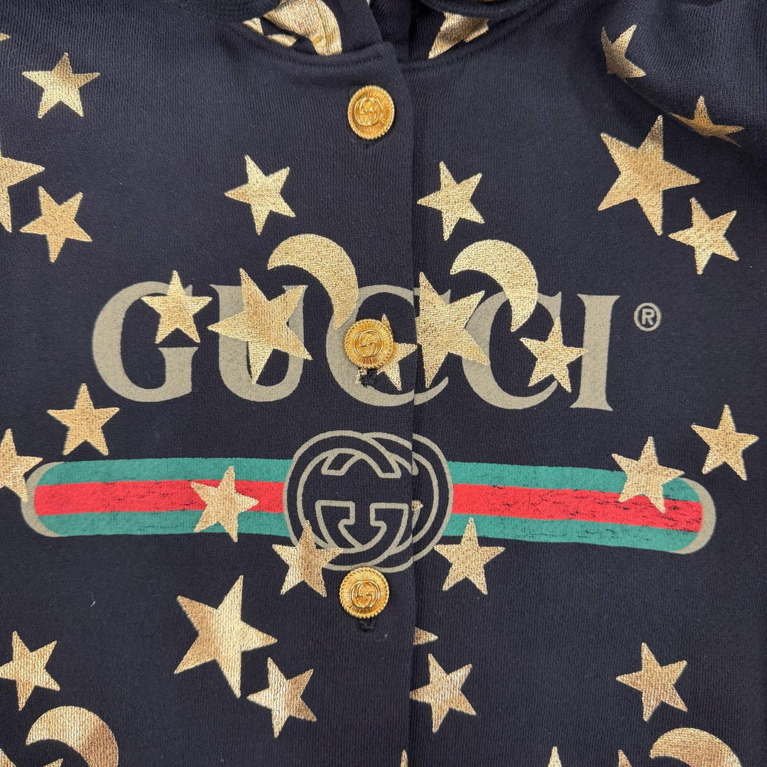 Great GUCCI hoodie GG button logo hooded black cotton Women M 581186