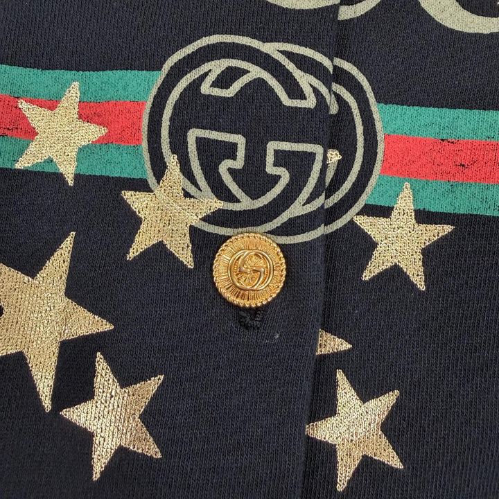 Great GUCCI hoodie GG button logo hooded black cotton Women M 581186