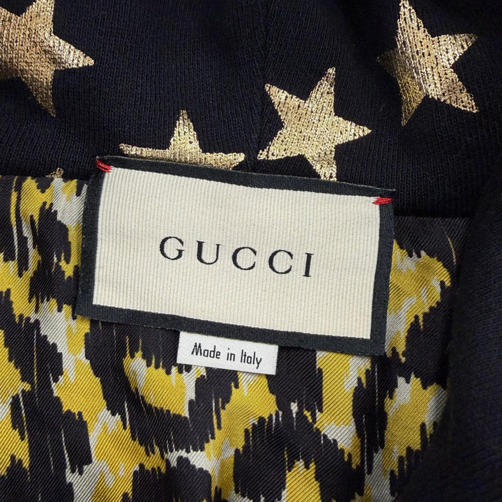 Great GUCCI hoodie GG button logo hooded black cotton Women M 581186