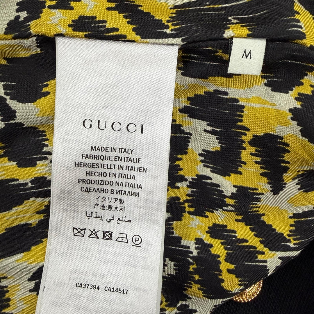 Great GUCCI hoodie GG button logo hooded black cotton Women M 581186