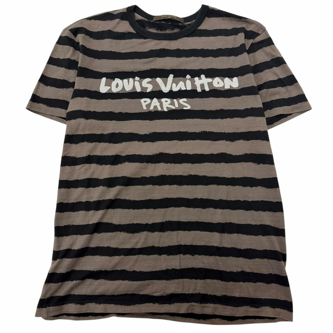 Excellent LOUIS VUITTON Short sleeve T-shirt Border logo print