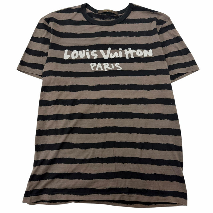 Excellent LOUIS VUITTON Short sleeve T-shirt Border logo print