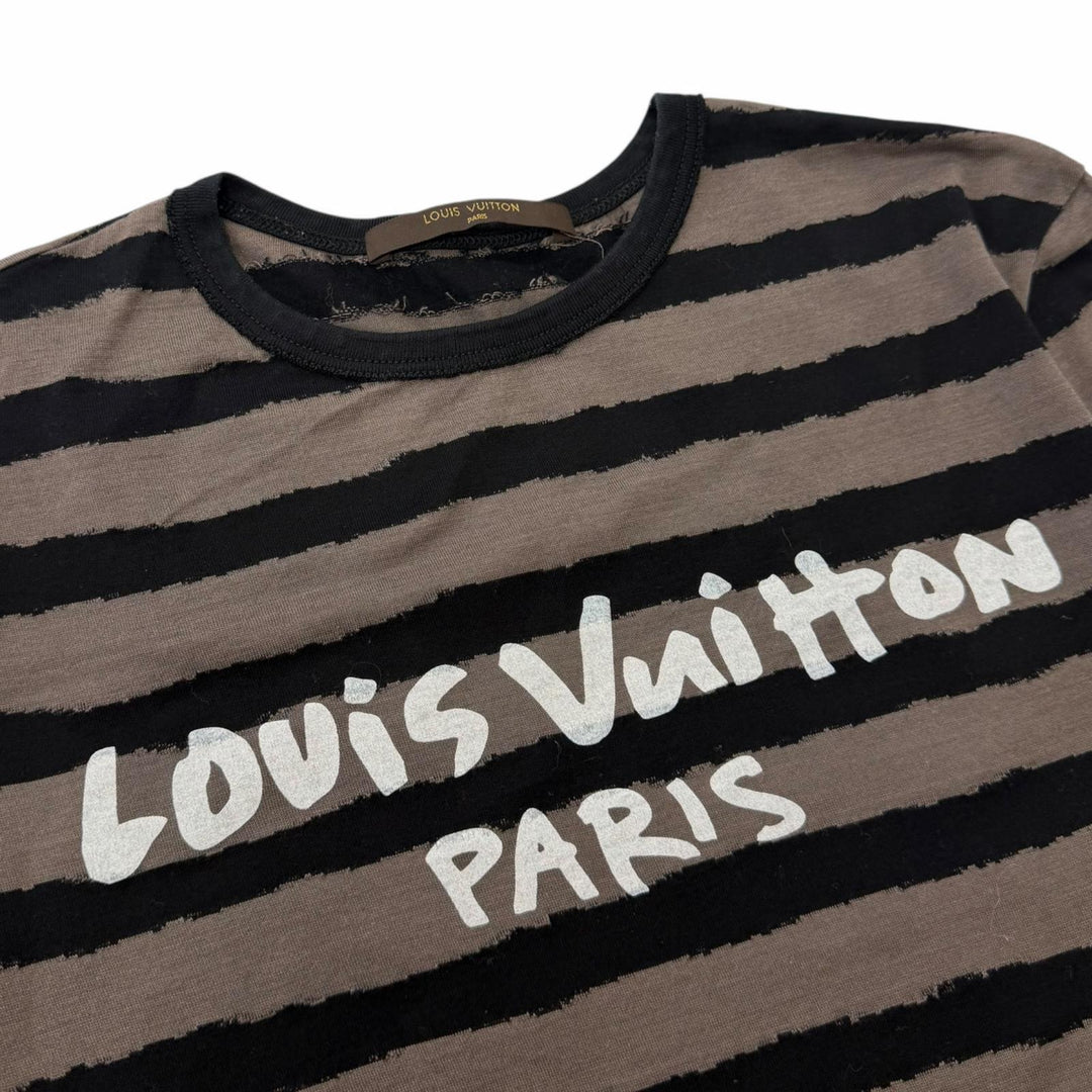 Excellent LOUIS VUITTON Short sleeve T-shirt Border logo print