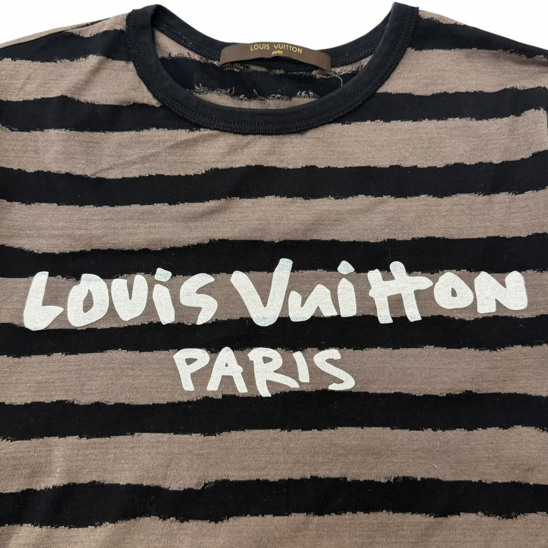 Excellent LOUIS VUITTON Short sleeve T-shirt Border logo print