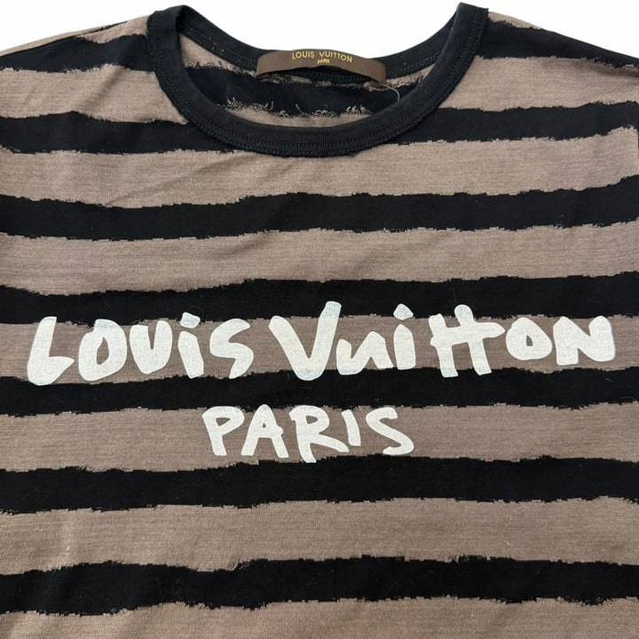 Excellent LOUIS VUITTON Short sleeve T-shirt Border logo print