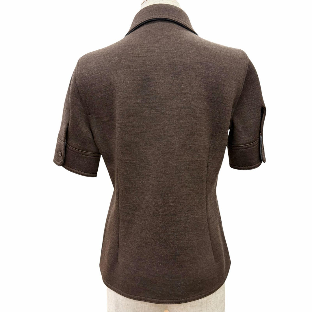 Pristine GUCCI Short sleeve shirt Interlocking G embroidery Brown 40 836442