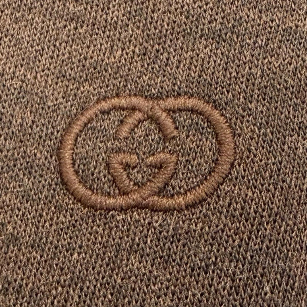 Pristine GUCCI Short sleeve shirt Interlocking G embroidery Brown 40 836442