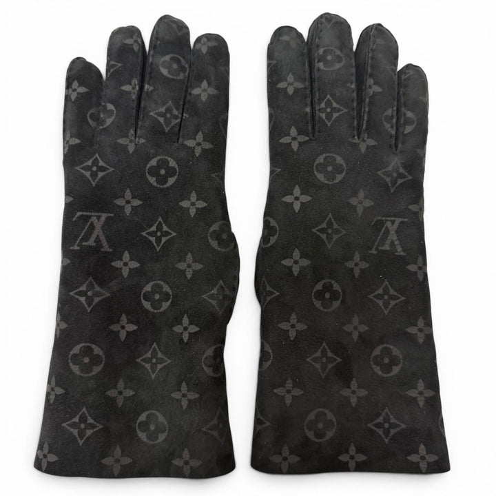 Great LOUIS VUITTON gloves Gon Sherling Darling monogram mouton black