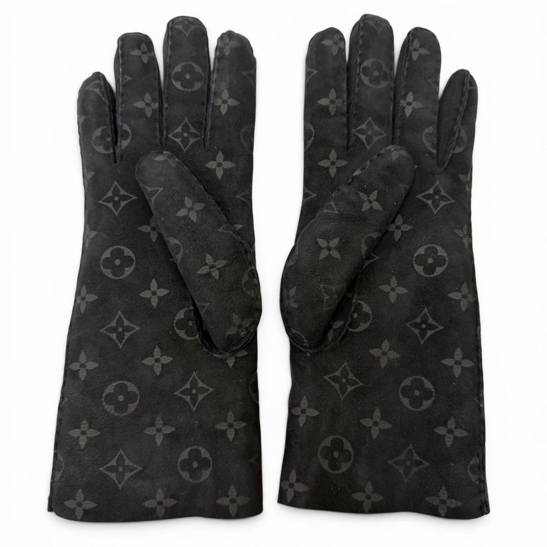 Great LOUIS VUITTON gloves Gon Sherling Darling monogram mouton black