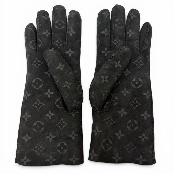Great LOUIS VUITTON gloves Gon Sherling Darling monogram mouton black