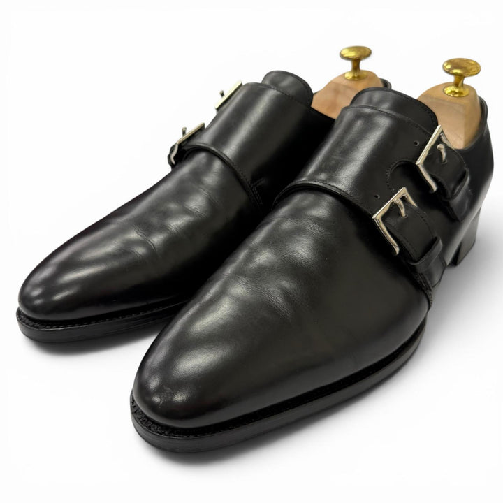 Great John Lobb Dress shoes NASEBY Double monk strap black leather mens 8.5