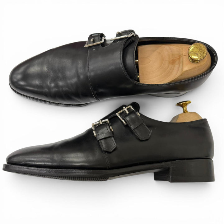 Great John Lobb Dress shoes NASEBY Double monk strap black leather mens 8.5
