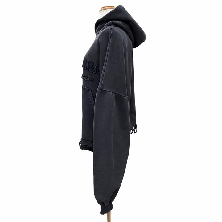 Pristine BALENCIAGA hoodie Distressed Cropped Hoodie Pullover 1 783397