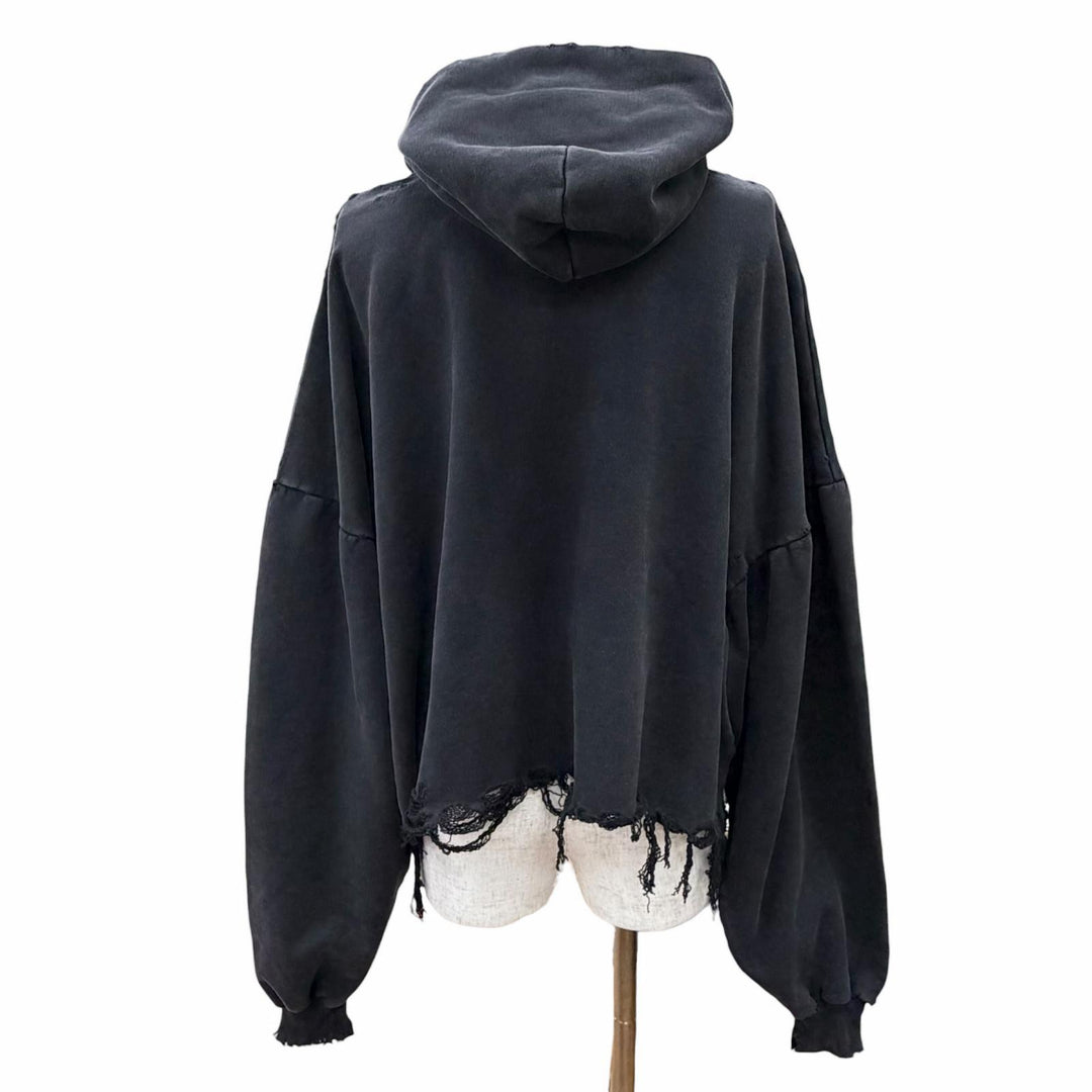 Pristine BALENCIAGA hoodie Distressed Cropped Hoodie Pullover 1 783397