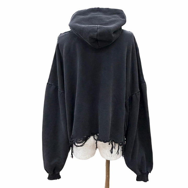 Pristine BALENCIAGA hoodie Distressed Cropped Hoodie Pullover 1 783397