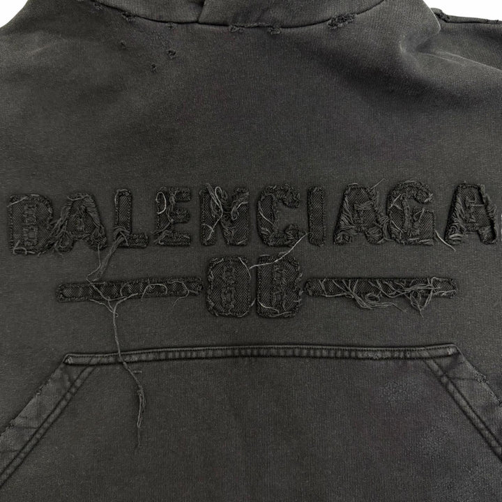 Pristine BALENCIAGA hoodie Distressed Cropped Hoodie Pullover 1 783397