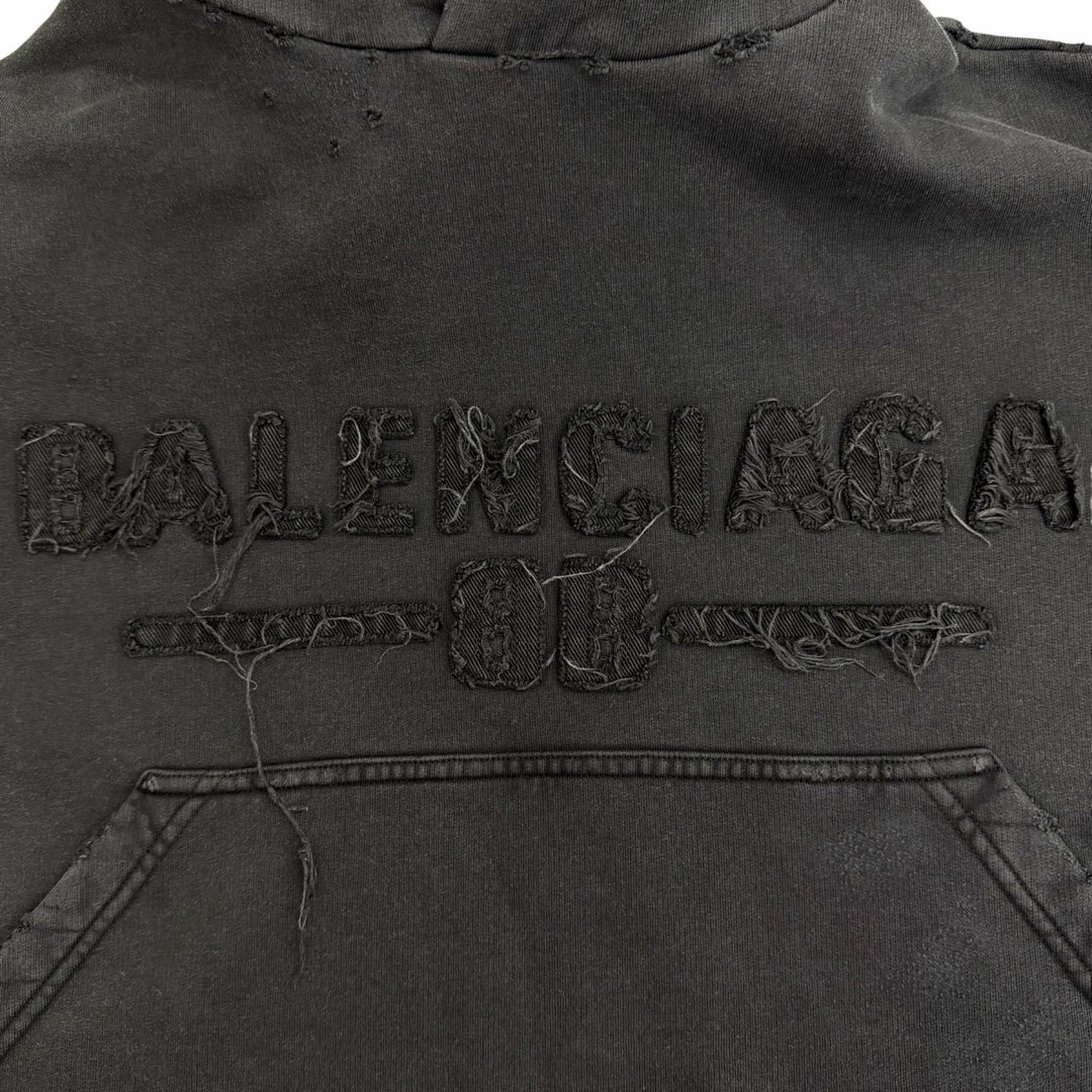 Pristine BALENCIAGA hoodie Distressed Cropped Hoodie Pullover 1 783397