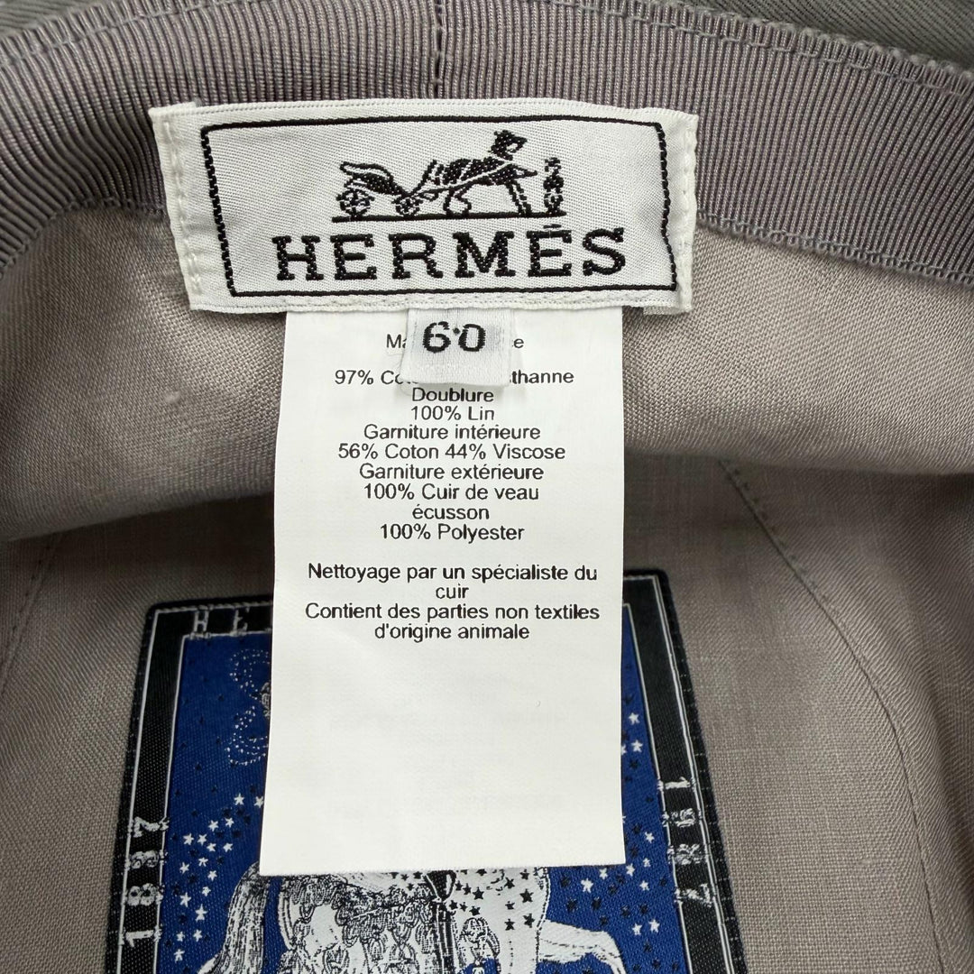 Excellent HERMES hat Bucket with H logo patch cotton mens