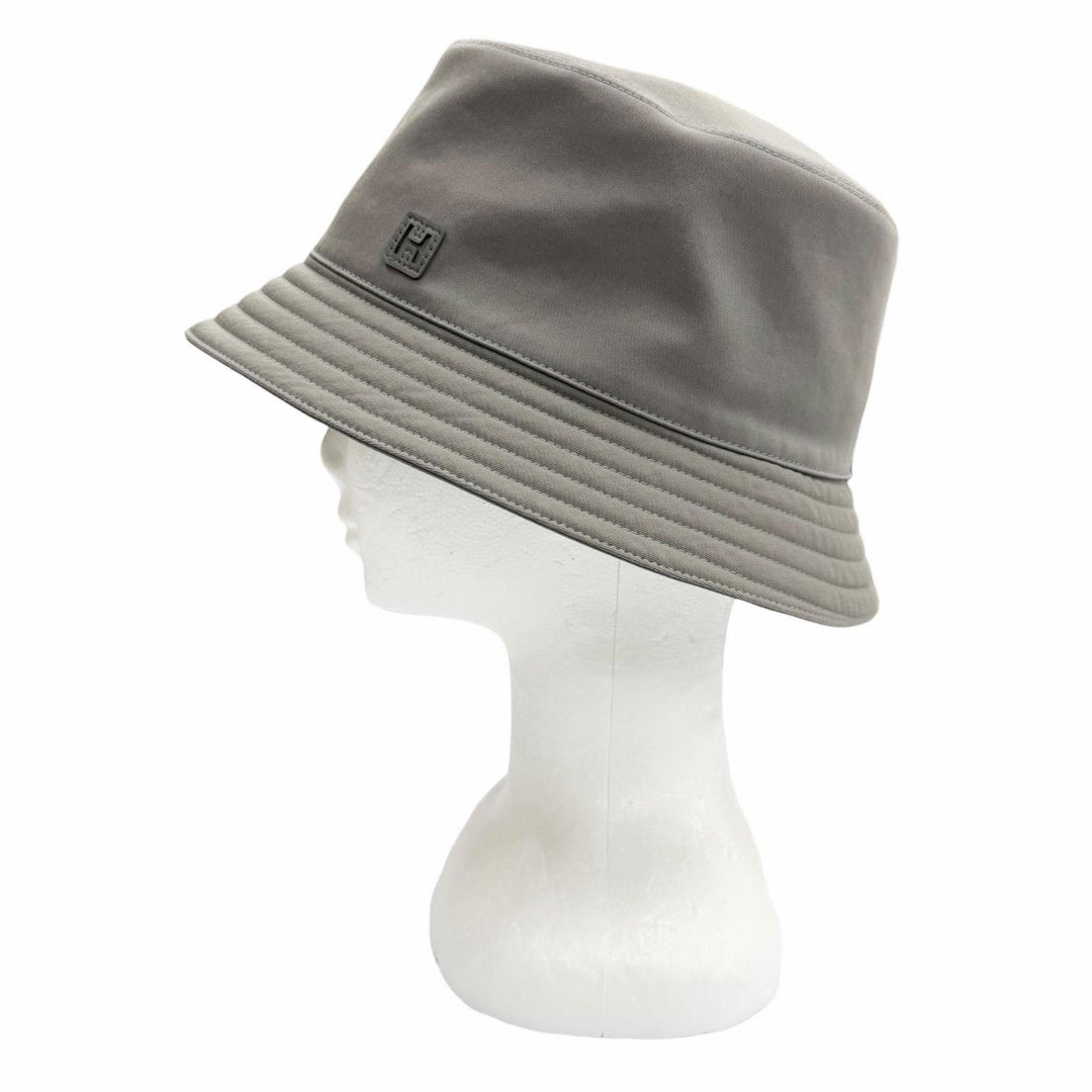 Excellent HERMES hat Bucket with H logo patch cotton mens