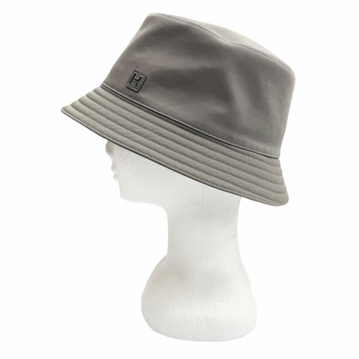 Excellent HERMES hat Bucket with H logo patch cotton mens