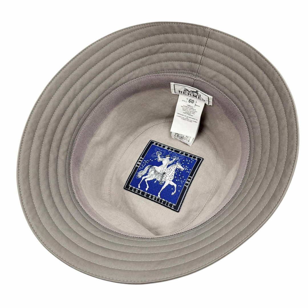 Excellent HERMES hat Bucket with H logo patch cotton mens
