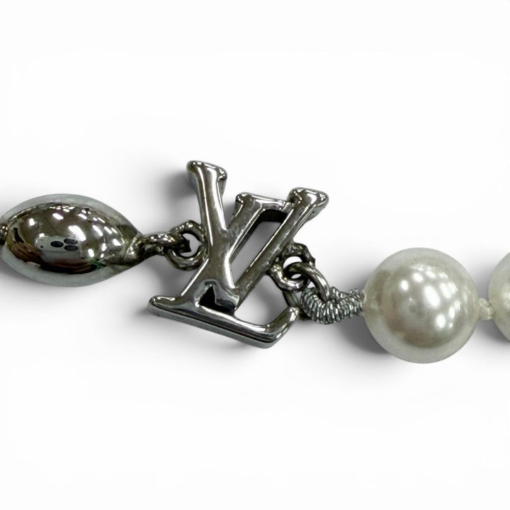 Great LOUIS VUITTON bracelet Pearl Fusion Chain Silver metal mens M1556A