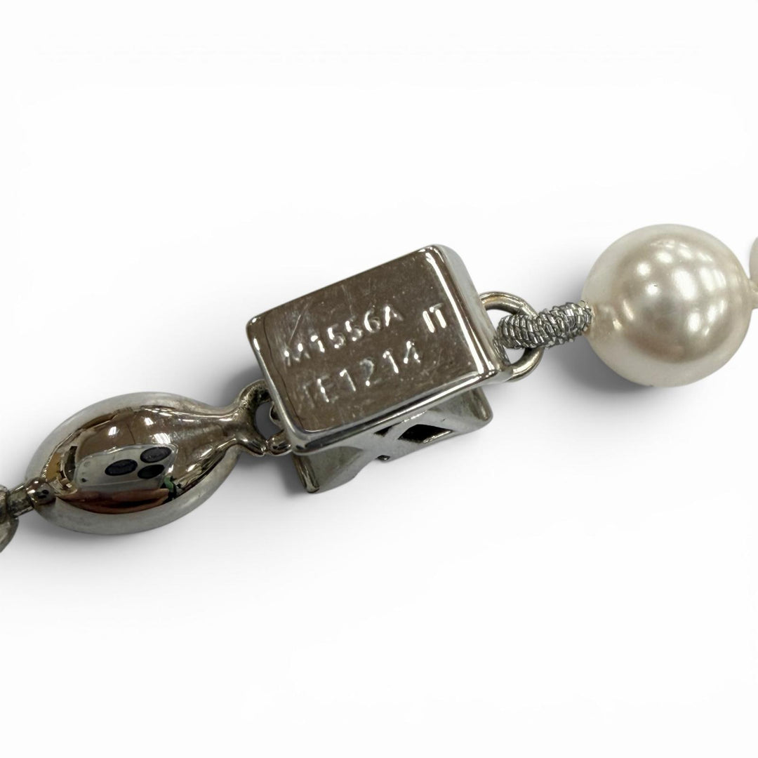 Great LOUIS VUITTON bracelet Pearl Fusion Chain Silver metal mens M1556A