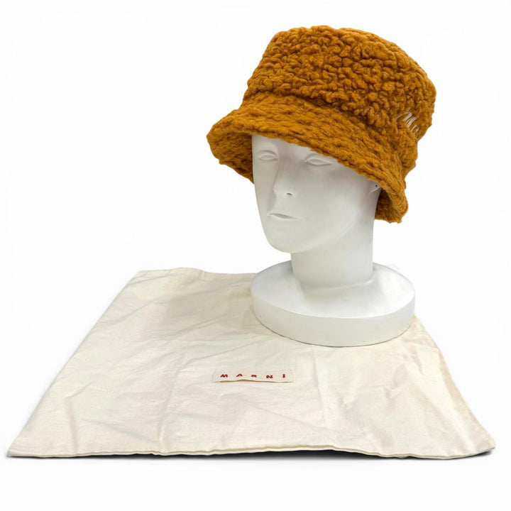 Pristine MARNI hat Teddy Bucket Hat Brown acrylic mens L CLZC0110S0UTA 117