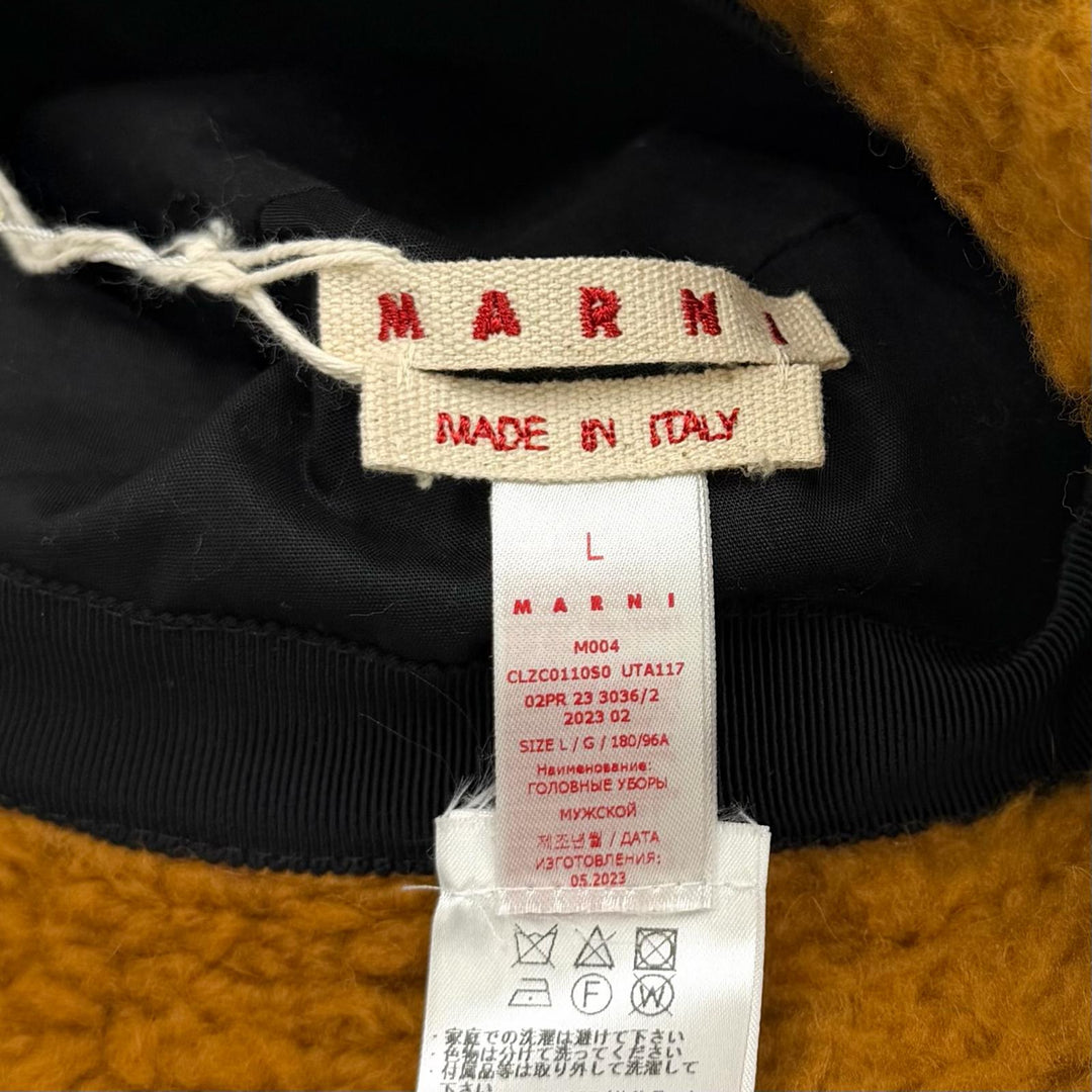 Pristine MARNI hat Teddy Bucket Hat Brown acrylic mens L CLZC0110S0UTA 117