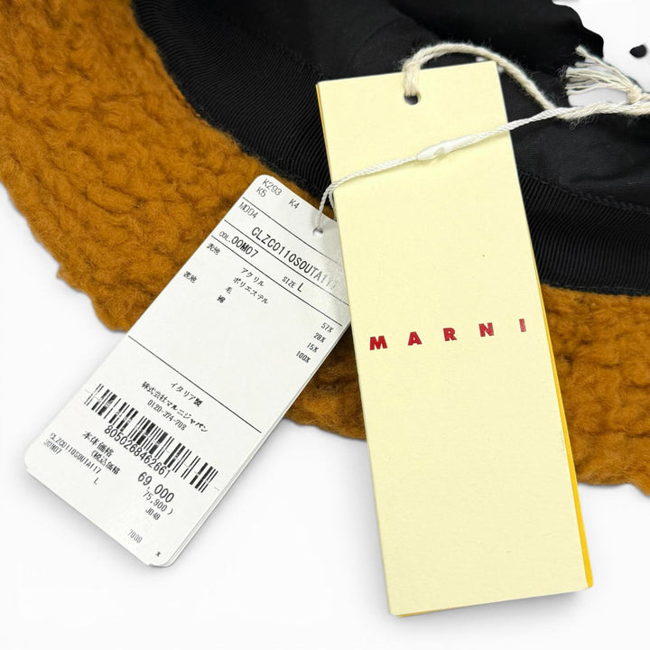 Pristine MARNI hat Teddy Bucket Hat Brown acrylic mens L CLZC0110S0UTA 117