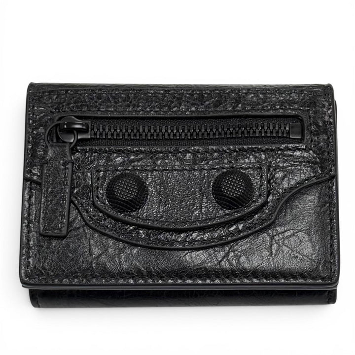 Excellent BALENCIAGA Tri-fold wallet LE CAGOLE black leather Women 768480