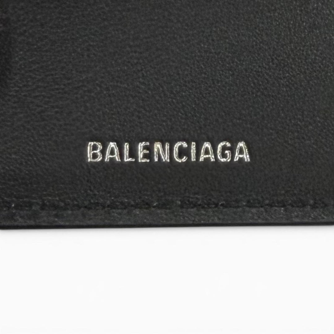 Excellent BALENCIAGA Tri-fold wallet LE CAGOLE black leather Women 768480