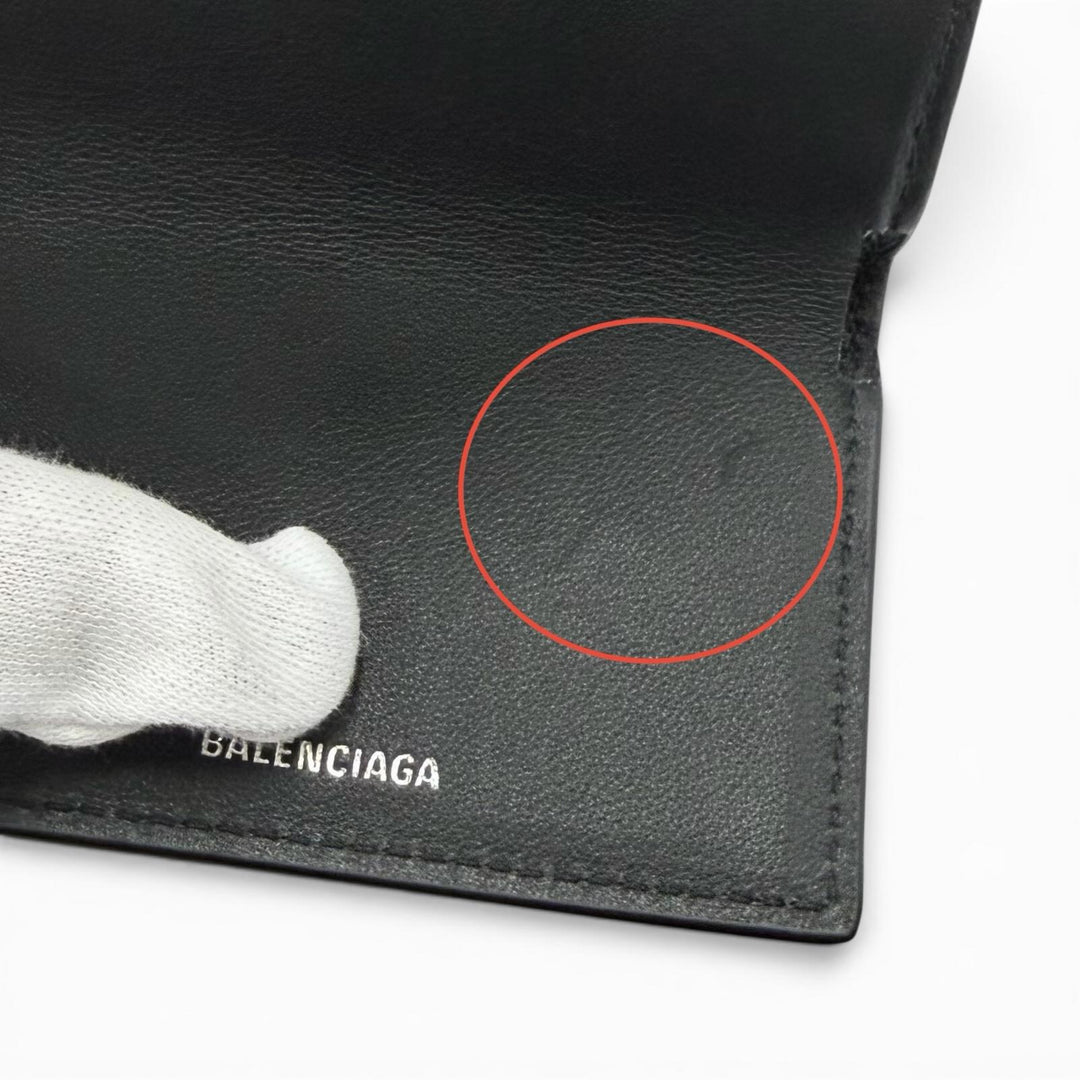 Excellent BALENCIAGA Tri-fold wallet LE CAGOLE black leather Women 768480
