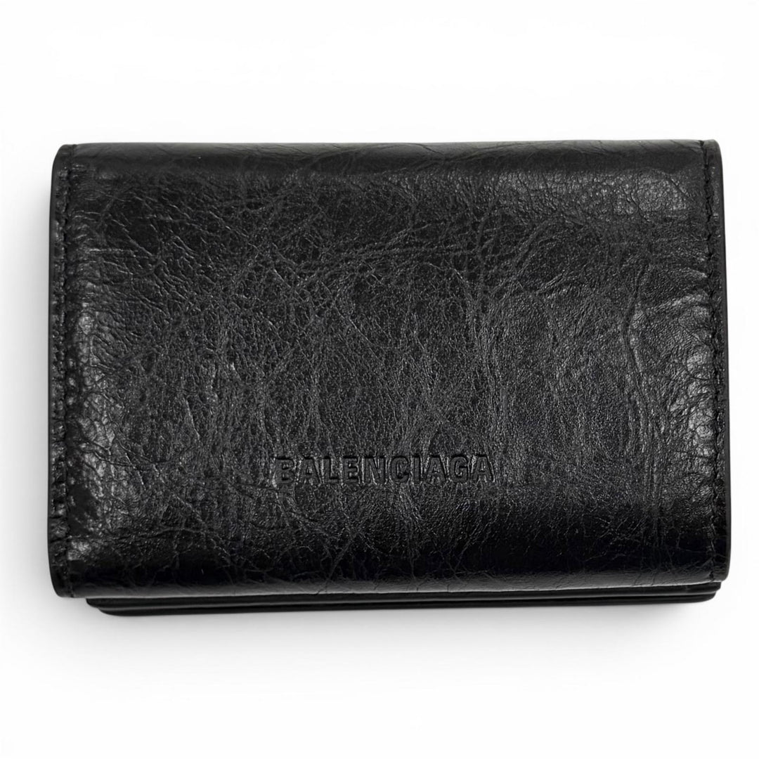 Excellent BALENCIAGA Tri-fold wallet LE CAGOLE black leather Women 768480