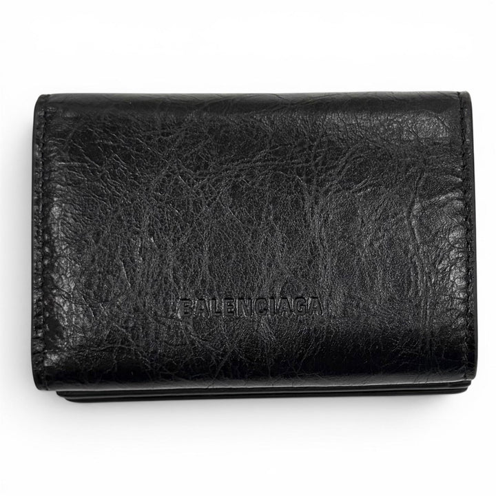 Excellent BALENCIAGA Tri-fold wallet LE CAGOLE black leather Women 768480