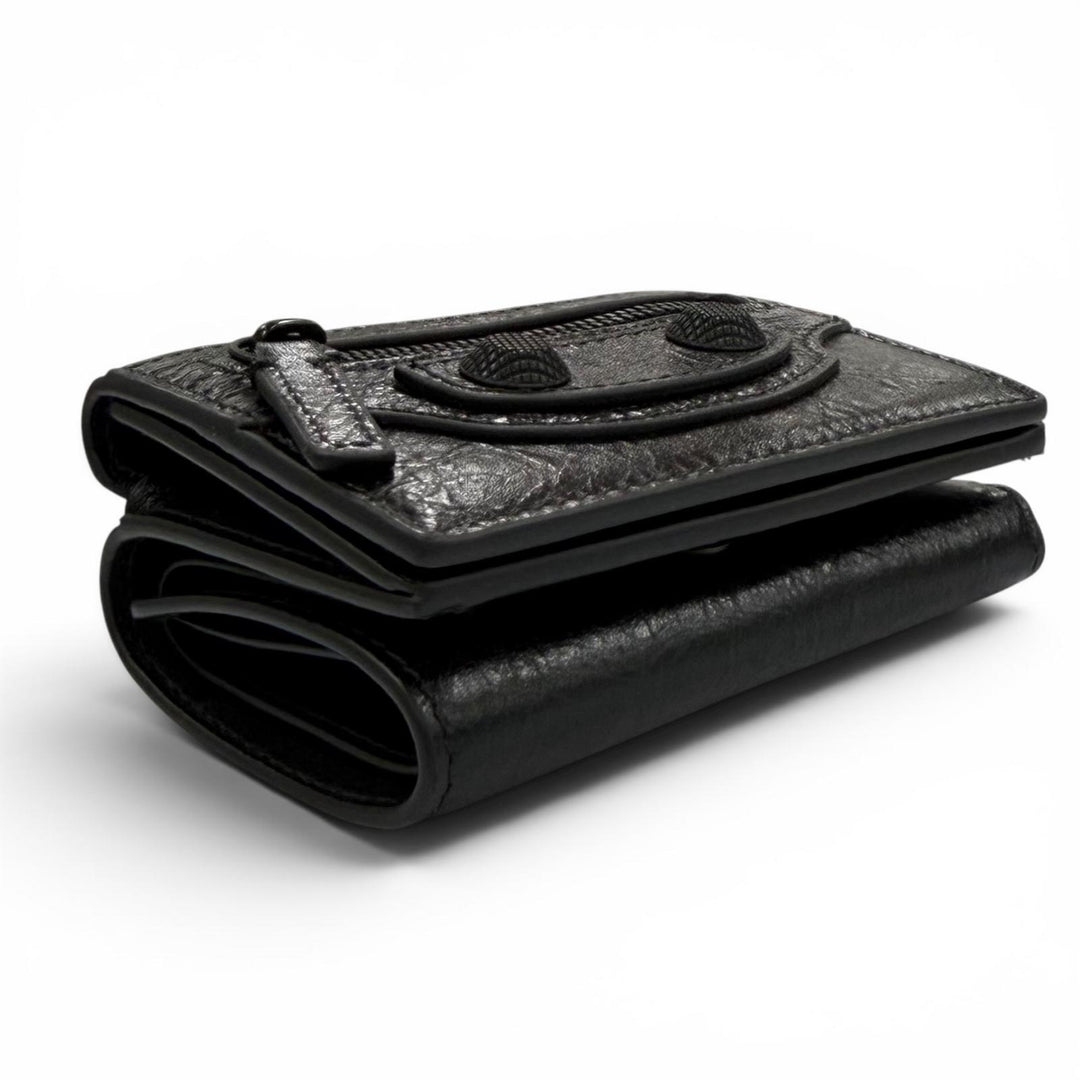 Excellent BALENCIAGA Tri-fold wallet LE CAGOLE black leather Women 768480