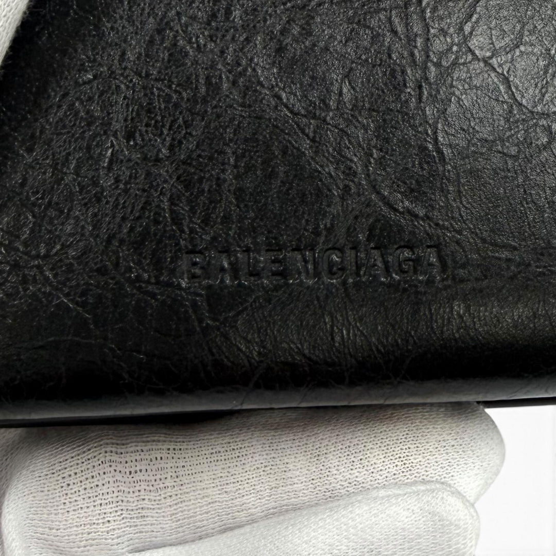 Excellent BALENCIAGA Tri-fold wallet LE CAGOLE black leather Women 768480