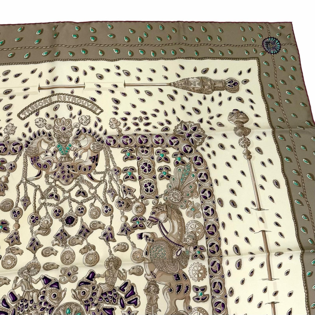 Excellent HERMES scarf TRESORS RETROUVES Hidden Treasures Multi silk Women