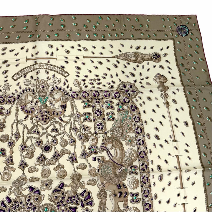 Excellent HERMES scarf TRESORS RETROUVES Hidden Treasures Multi silk Women