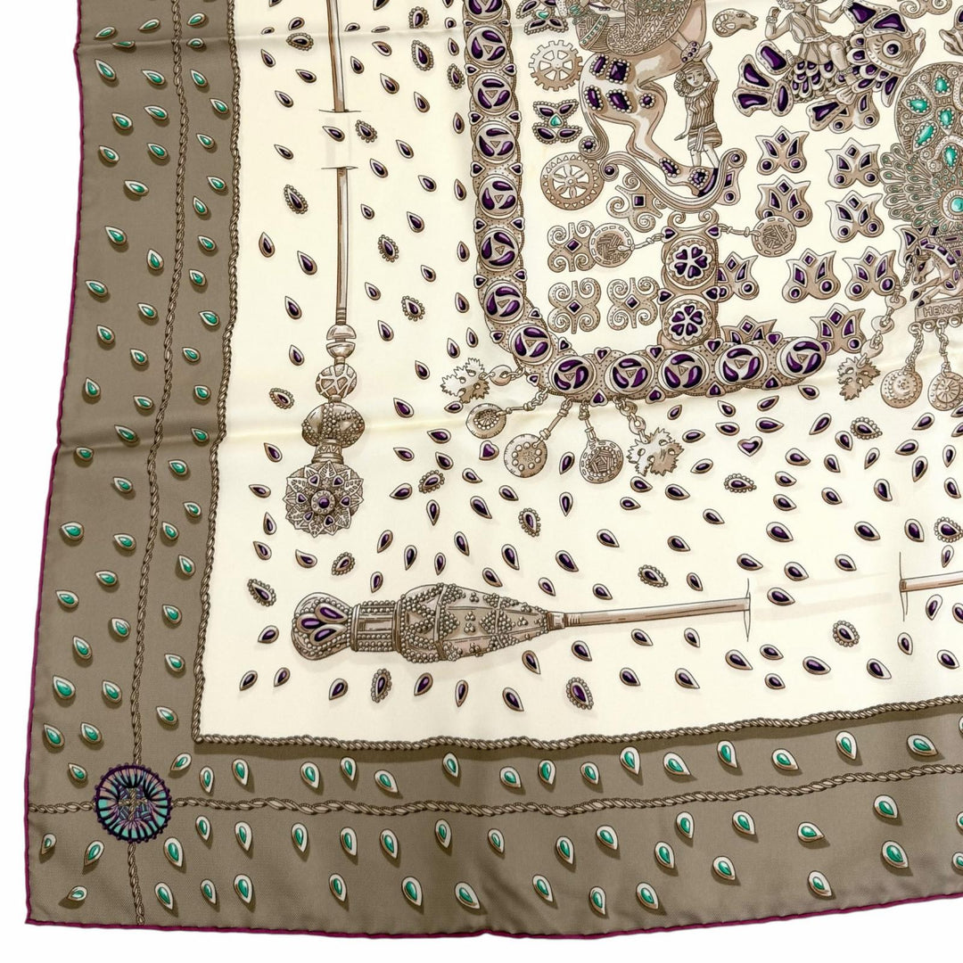 Excellent HERMES scarf TRESORS RETROUVES Hidden Treasures Multi silk Women
