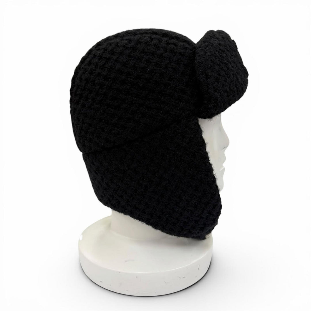 Pristine CHANEL Knit cap COCO Mark Chapka Hat Trapper Hat Flight Hat cashmere
