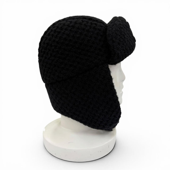 Pristine CHANEL Knit cap COCO Mark Chapka Hat Trapper Hat Flight Hat cashmere