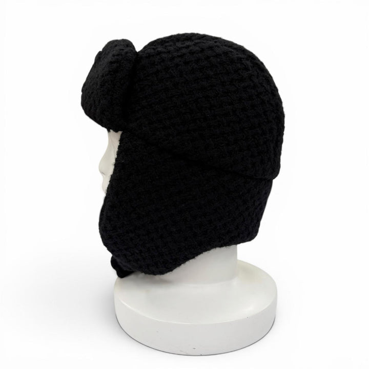Pristine CHANEL Knit cap COCO Mark Chapka Hat Trapper Hat Flight Hat cashmere