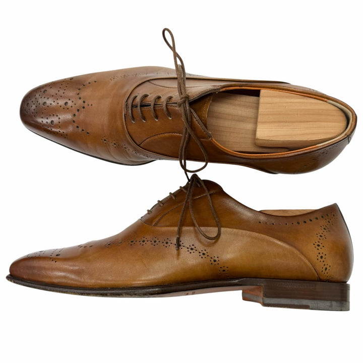 Discounted Great Santoni Dress shoes Medallion punching design Brown leather mens 5