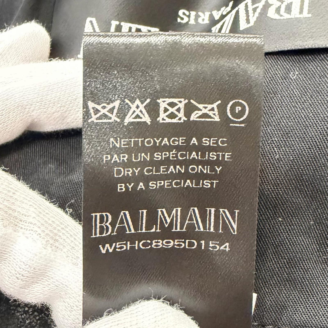 Discounted Great BALMAIN leather jacket Nubuck Hooded black lambskin Leather