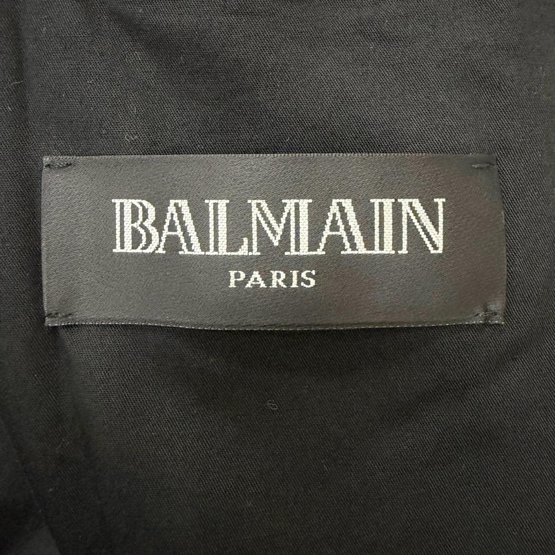 Discounted Great BALMAIN leather jacket Nubuck Hooded black lambskin Leather
